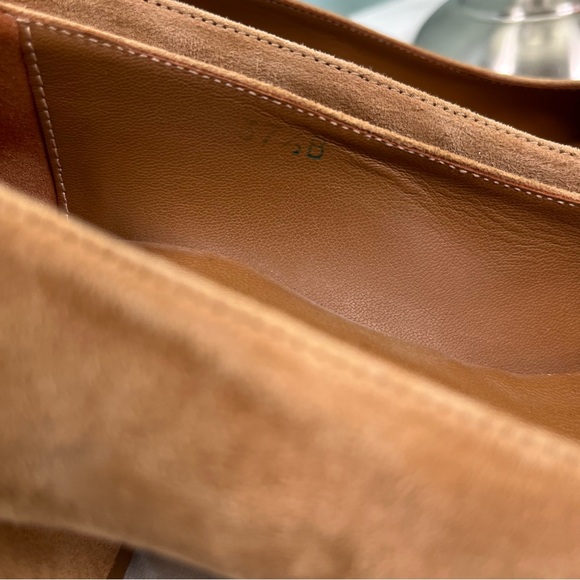 Margaux The Heel Pump Camel Cognac Italian Suede Size 37.5 7.5 B Medium Women’s - Picture 6 of 9